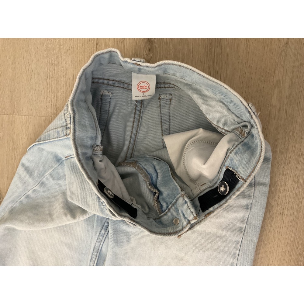 Wonder Nation Girls Light Wash Distressed Wide Leg Jeans Size 8 Adjustable Waist - Picture 3 of 7